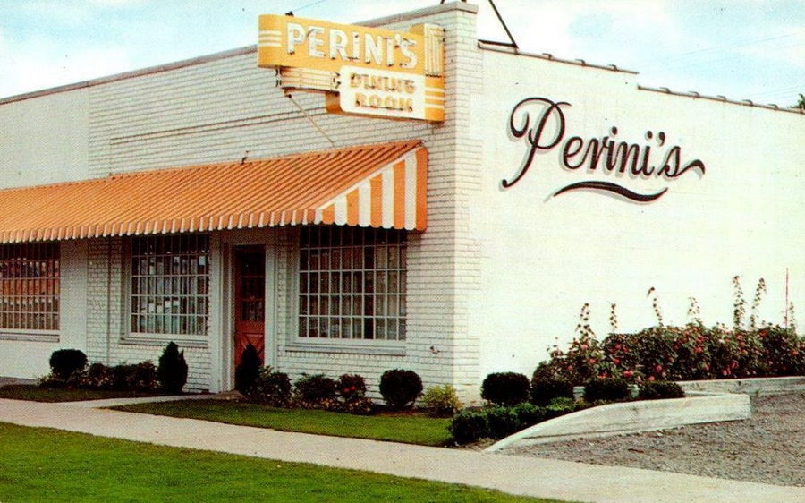 Perinis Dining Room - Vintage Postcard